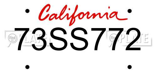73SS772 California License Plate