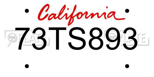 73TS893 California License Plate