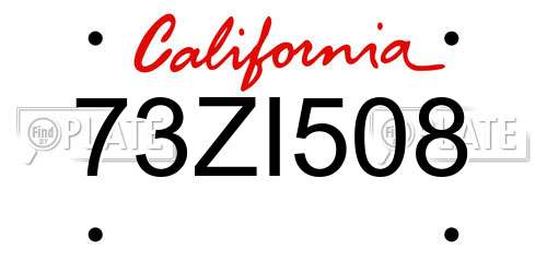 73ZI508 California License Plate