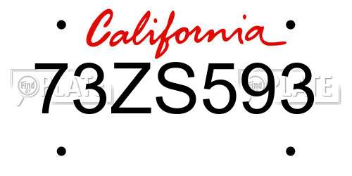 73ZS593 California License Plate