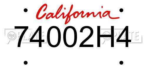 74002H4 California License Plate