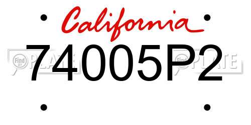 74005P2 California License Plate