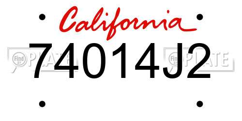 74014J2 California License Plate