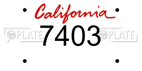 7403 California License Plate