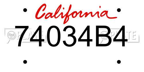 74034B4 California License Plate
