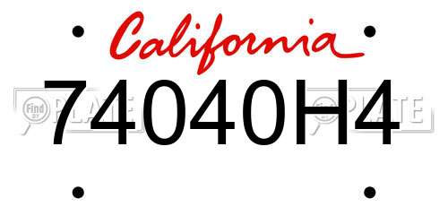 74040H4 California License Plate