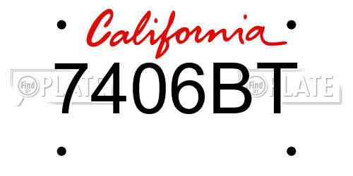 7406BT California License Plate