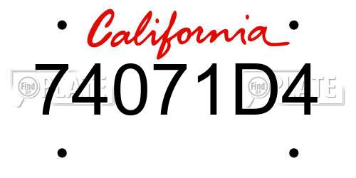74071D4 California License Plate