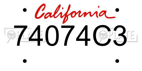 74074C3 California License Plate