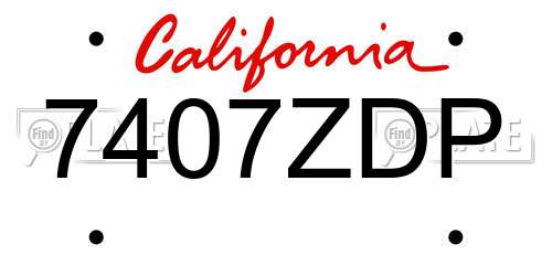 7407ZDP California License Plate
