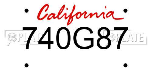 740G87 California License Plate