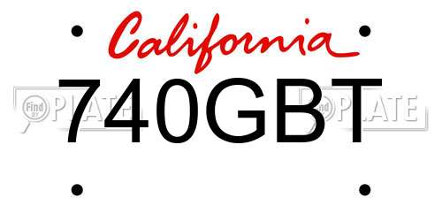 740GBT California License Plate