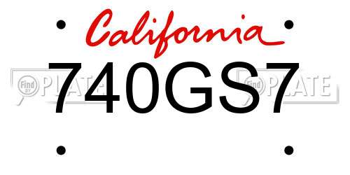 740GS7 California License Plate