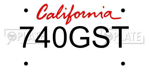 740GST California License Plate