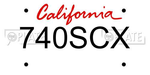 740SCX California License Plate