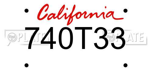 740T33 California License Plate