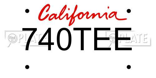 740TEE California License Plate