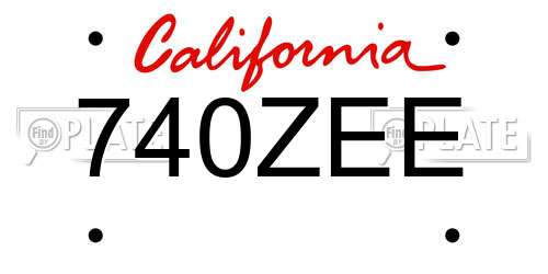 740ZEE California License Plate