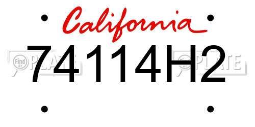 74114H2 California License Plate