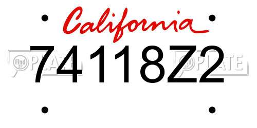 74118Z2 California License Plate