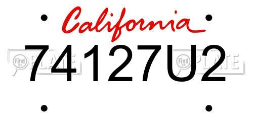 74127U2 California License Plate