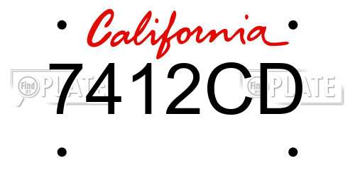 7412CD California License Plate