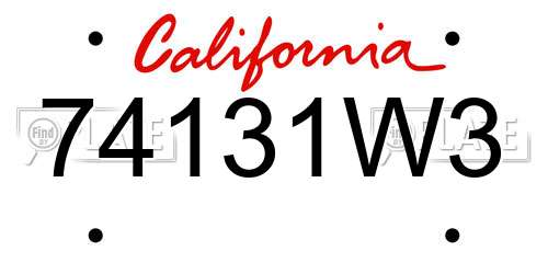 74131W3 California License Plate
