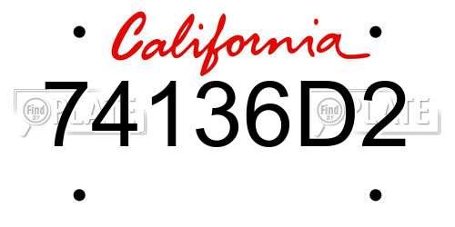 74136D2 California License Plate