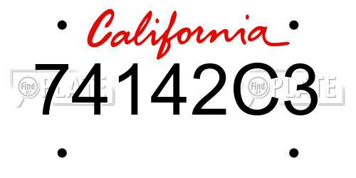 74142C3 California License Plate