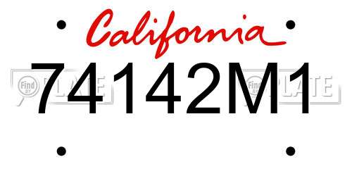 74142M1 California License Plate