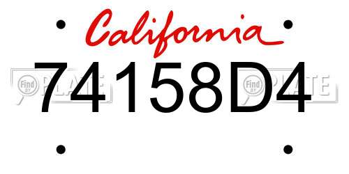 74158D4 California License Plate