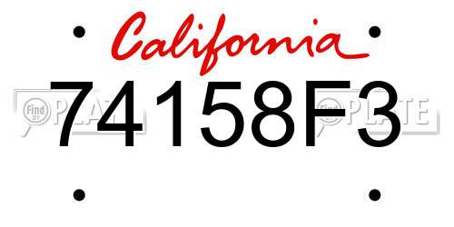 74158F3 California License Plate