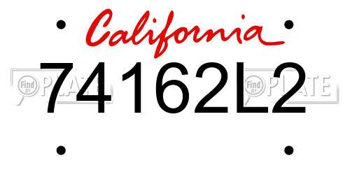 74162L2 California License Plate