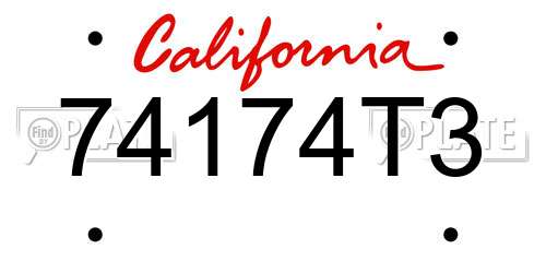 74174T3 California License Plate