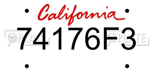 74176F3 California License Plate