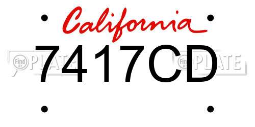 7417CD California License Plate
