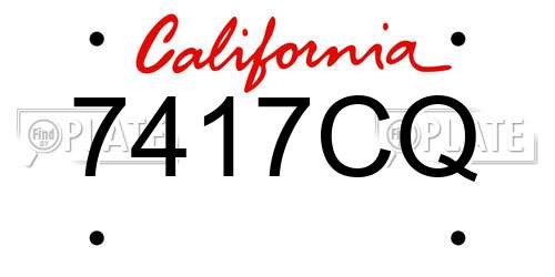 7417CQ California License Plate