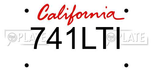 741LTI California License Plate