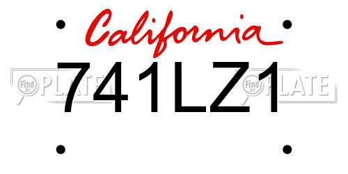 741LZ1 California License Plate