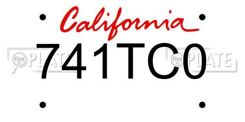 741TC0 California License Plate