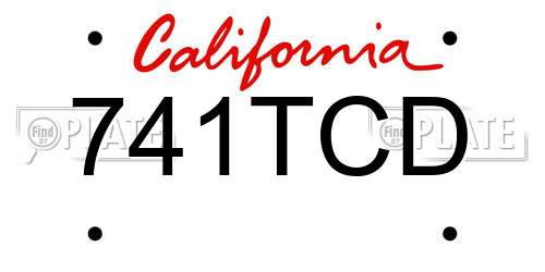 741TCD California License Plate