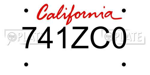 741ZC0 California License Plate