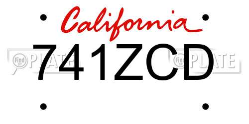 741ZCD California License Plate