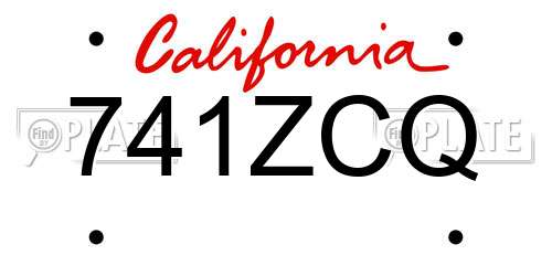 741ZCQ California License Plate