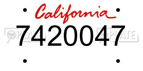 7420047 California License Plate