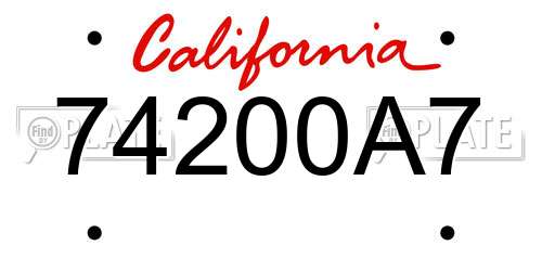 74200A7 California License Plate