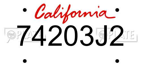 74203J2 California License Plate