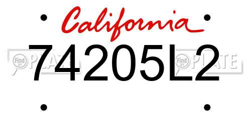 74205L2 California License Plate
