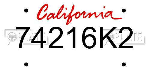 74216K2 California License Plate
