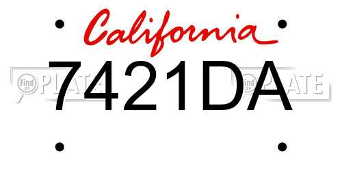 7421DA California License Plate
